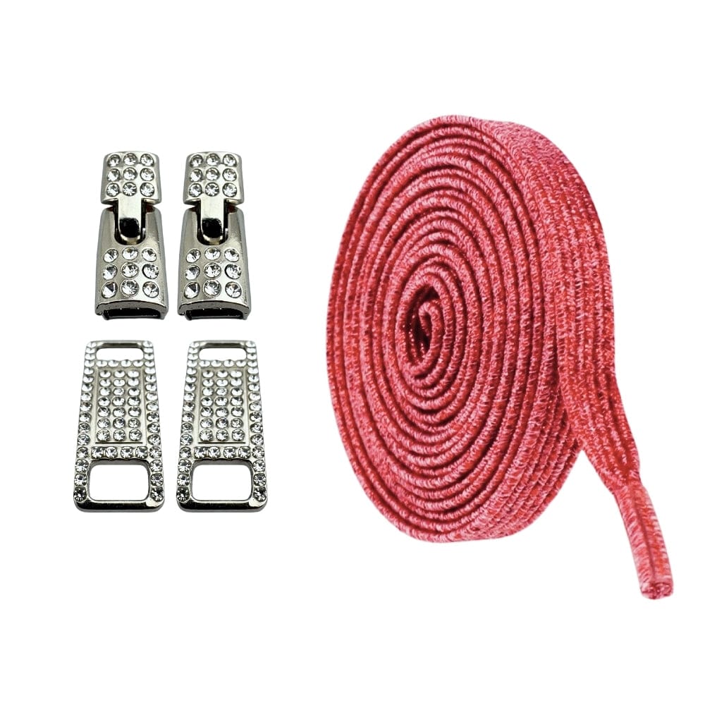 Productafbeelding van bling bling elastische veters van 6 mm met zilveren haak in de kleur rood