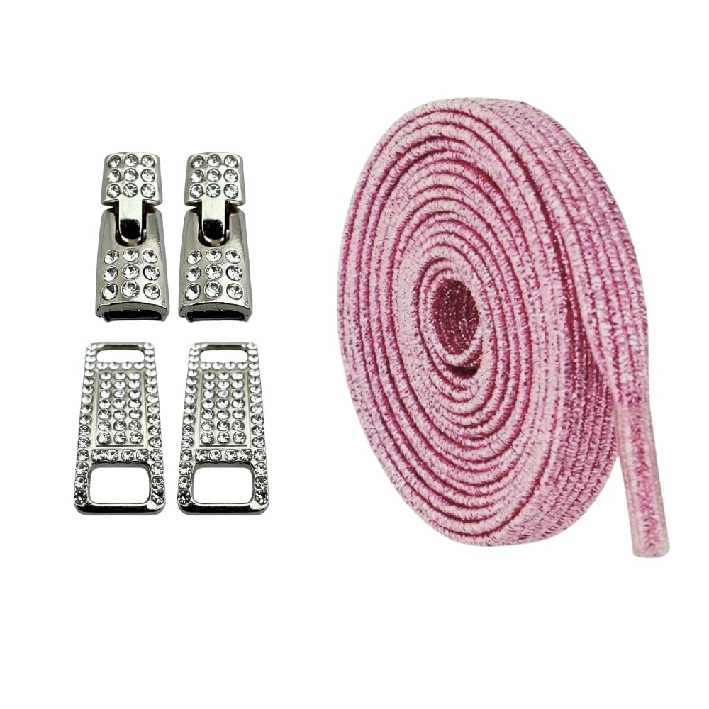 Productafbeelding van bling bling elastische veters van 6 mm met zilveren haak in de kleur roze