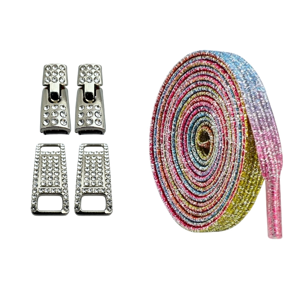 Productafbeelding van bling bling elastische veters van 6 mm met zilveren haak in de kleur snoepkleur