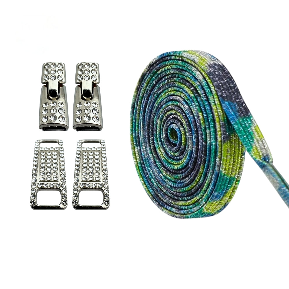 Productafbeelding van bling bling elastische veters van 6 mm met zilveren haak in de kleur splash