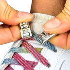 Elastische veters zonder strikken glitter 6mm bling magnetische sluiting candy detailfoto van hoe de sluiting werkt