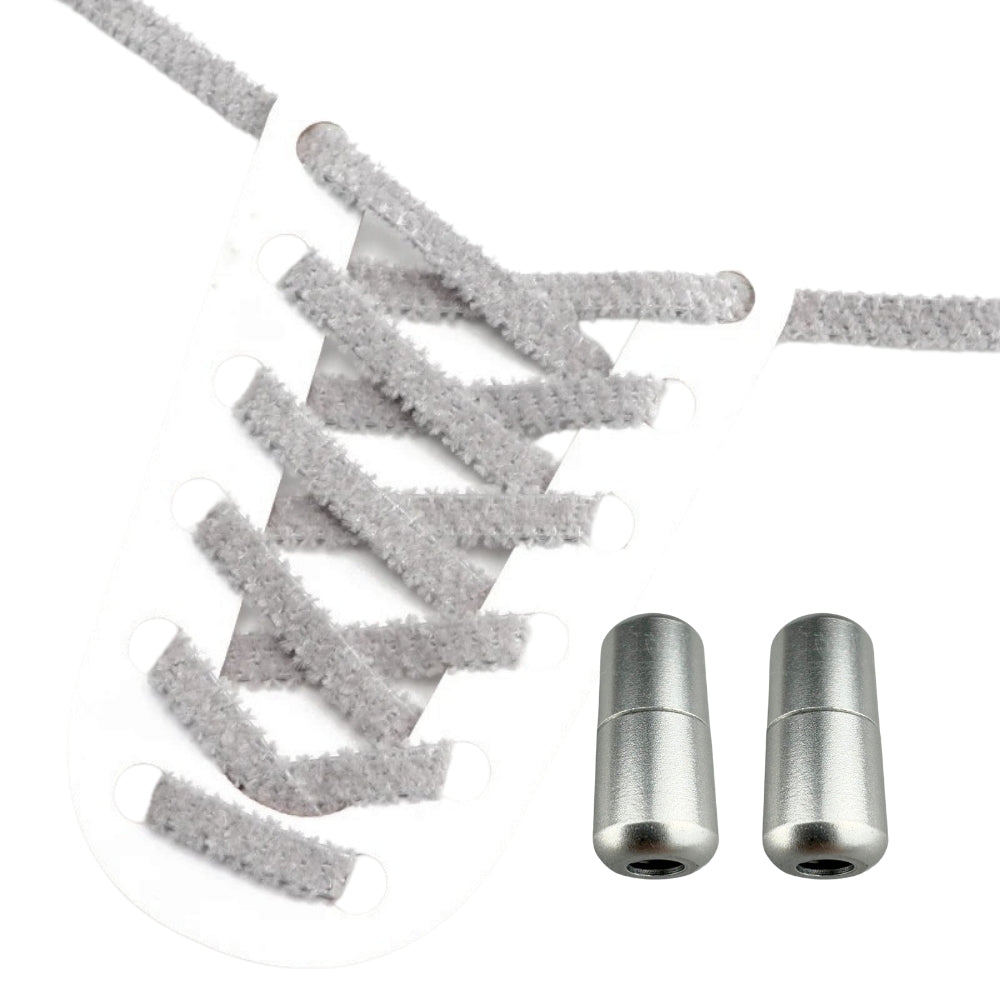 Productafbeelding van fluffy elastische veters van 7 mm met capsule sluiting in de kleur grijs