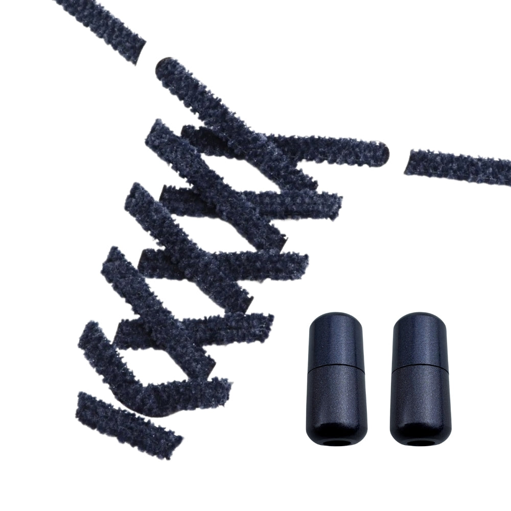 Productafbeelding van fluffy elastische veters van 7 mm met capsule sluiting in de kleur marineblauw