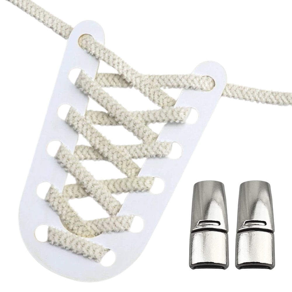 Productafbeelding van fluffy elastische veters van 7 mm met magneetsluiting in de kleur beige