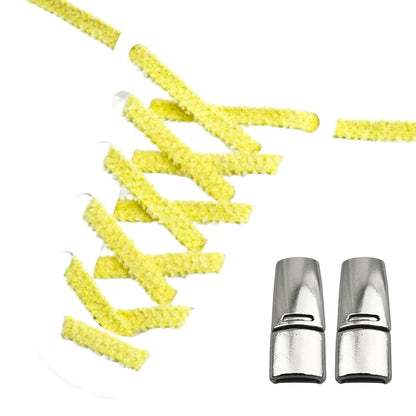 Productafbeelding van fluffy elastische veters van 7 mm met magneetsluiting in de kleur geel