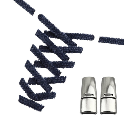 Productafbeelding van fluffy elastische veters van 7 mm met magneetsluiting in de kleur marineblauw