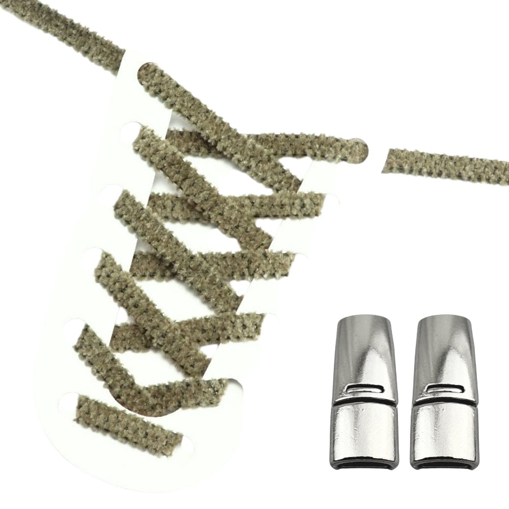 Productafbeelding van fluffy elastische veters van 7 mm met magneetsluiting in de kleur mosgroen