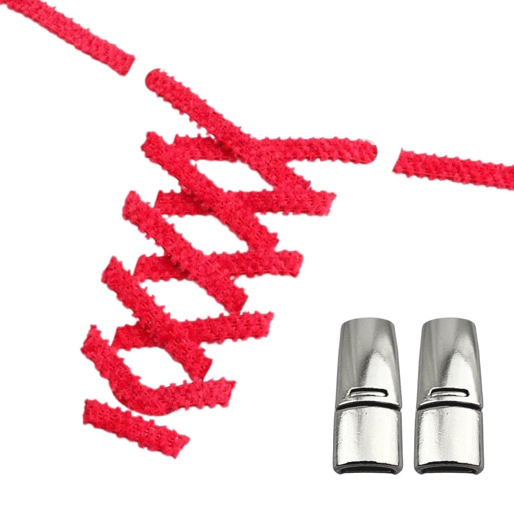 Productafbeelding van fluffy elastische veters van 7 mm met magneetsluiting in de kleur rood