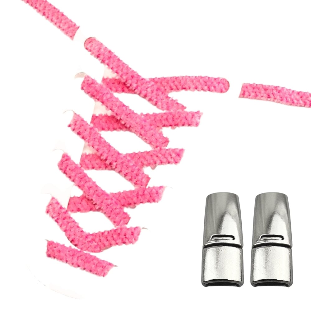 Productafbeelding van fluffy elastische veters van 7 mm met magneetsluiting in de kleur rozenrood