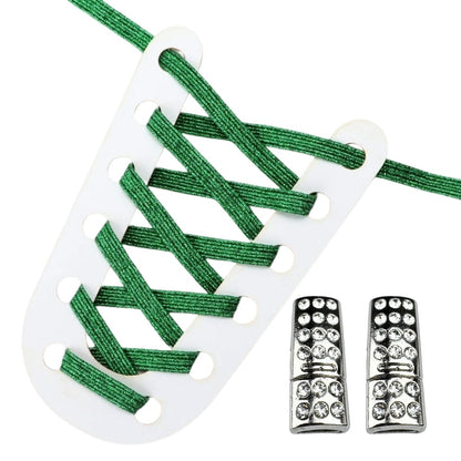 Productafbeelding van glitter elastische veters van 6 mm met bling magneet sluiting in de kleur groen