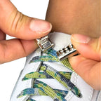 Elastische veters zonder strikken glitter 6mm bling magnetische sluiting splash detailfoto van hoe de sluiting werkt