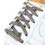 Elastische veters zonder strikken glitter 6mm capsule sluiting regenboog geregen in witte Nike Air Force 1