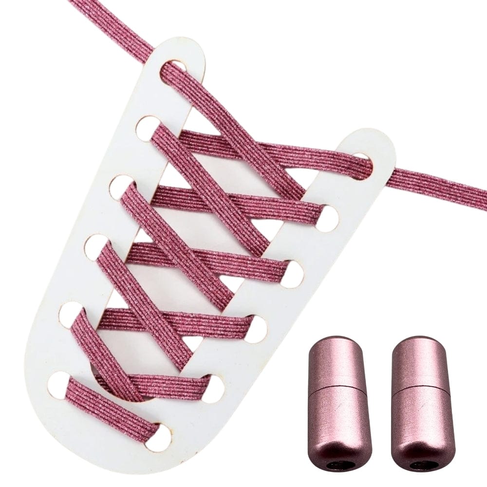 Productafbeelding van glitter elastische veters van 6 mm met capsule sluiting in de kleur roze