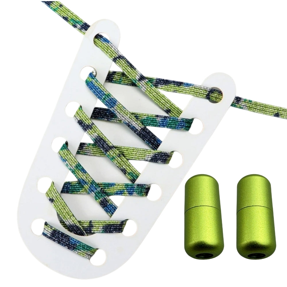 Productafbeelding van glitter elastische veters van 6 mm met capsule sluiting in de kleur splash