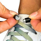 Elastische veters zonder strikken glitter 6mm capsule sluiting stars detailfoto van hoe de sluiting werkt