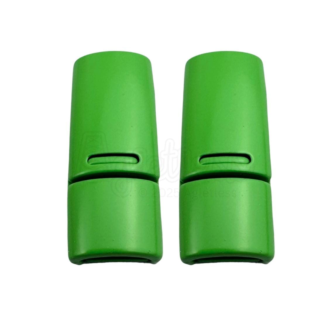 Elastische veters zonder strikken magnetische sluiting 6–9mm appelgroen detailfoto van hoe de sluiting werkt