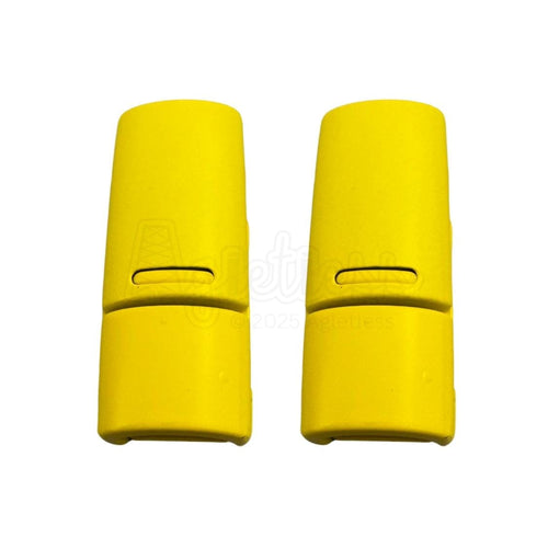 Elastische veters zonder strikken magnetische sluiting 6–9mm geel detailfoto van hoe de sluiting werkt