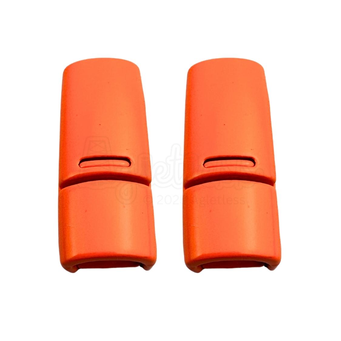 Elastische veters zonder strikken magnetische sluiting 6–9mm oranje detailfoto van hoe de sluiting werkt