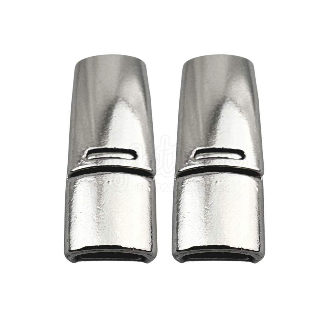 Elastische veters zonder strikken magnetische sluiting 6–9mm zilver detailfoto van hoe de sluiting werkt