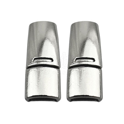 Elastische veters zonder strikken magnetische sluiting 6–9mm zilver detailfoto van hoe de sluiting werkt