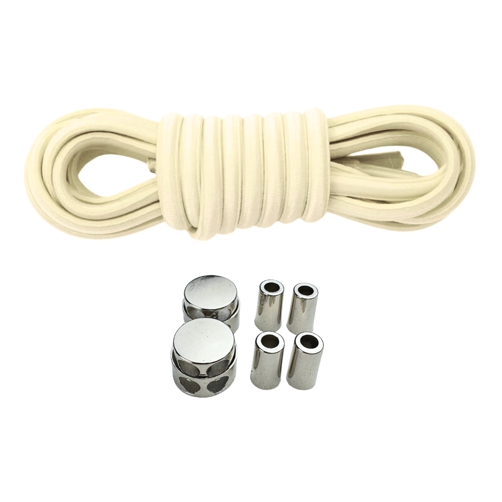 Productafbeelding van ovale elastische veters van 4 mm met luxe lock sluiting in de kleur beige