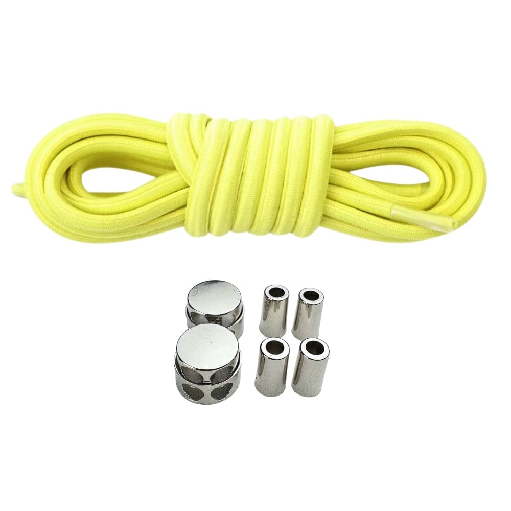 Productafbeelding van ovale elastische veters van 4 mm met luxe lock sluiting in de kleur citroengeel