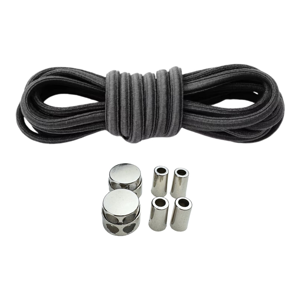 Productafbeelding van ovale elastische veters van 4 mm met luxe lock sluiting in de kleur donkergrijs