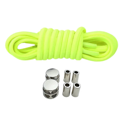 Productafbeelding van ovale elastische veters van 4 mm met luxe lock sluiting in de kleur fluorescerend groen