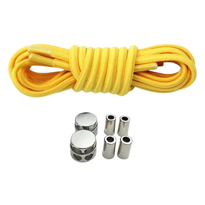 Productafbeelding van ovale elastische veters van 4 mm met luxe lock sluiting in de kleur geel