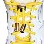 Elastische veters zonder strikken ovaal 4mm luxe lock geel met stretch uitgerekt