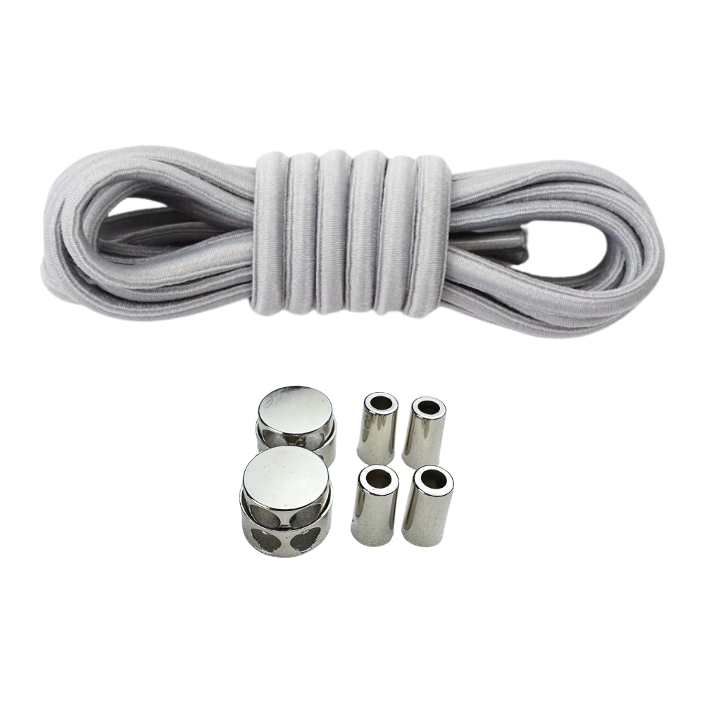 Productafbeelding van ovale elastische veters van 4 mm met luxe lock sluiting in de kleur grijs