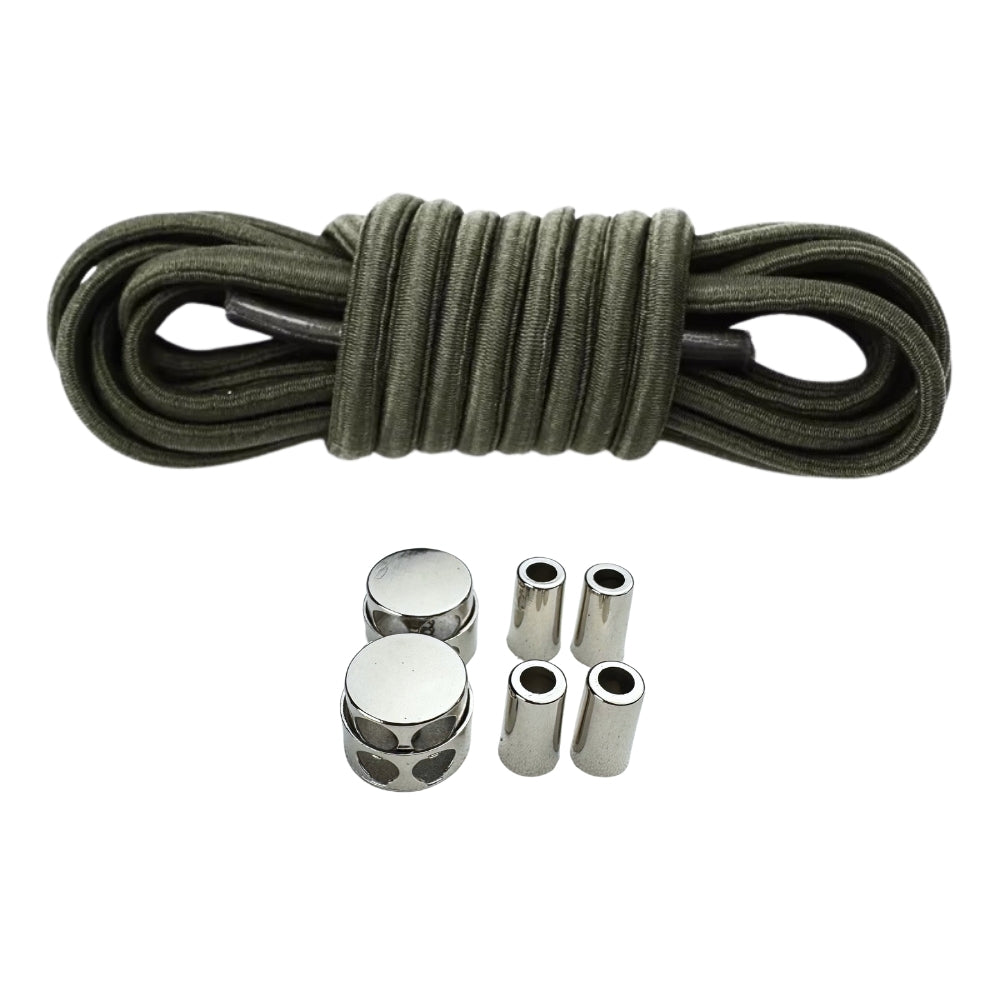 Productafbeelding van ovale elastische veters van 4 mm met luxe lock sluiting in de kleur mosgroen