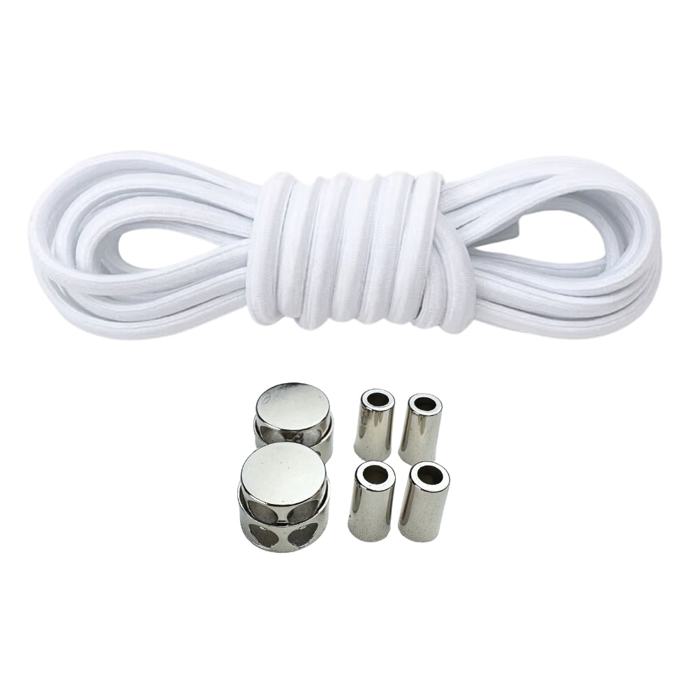 Productafbeelding van ovale elastische veters van 4 mm met luxe lock sluiting in de kleur wit