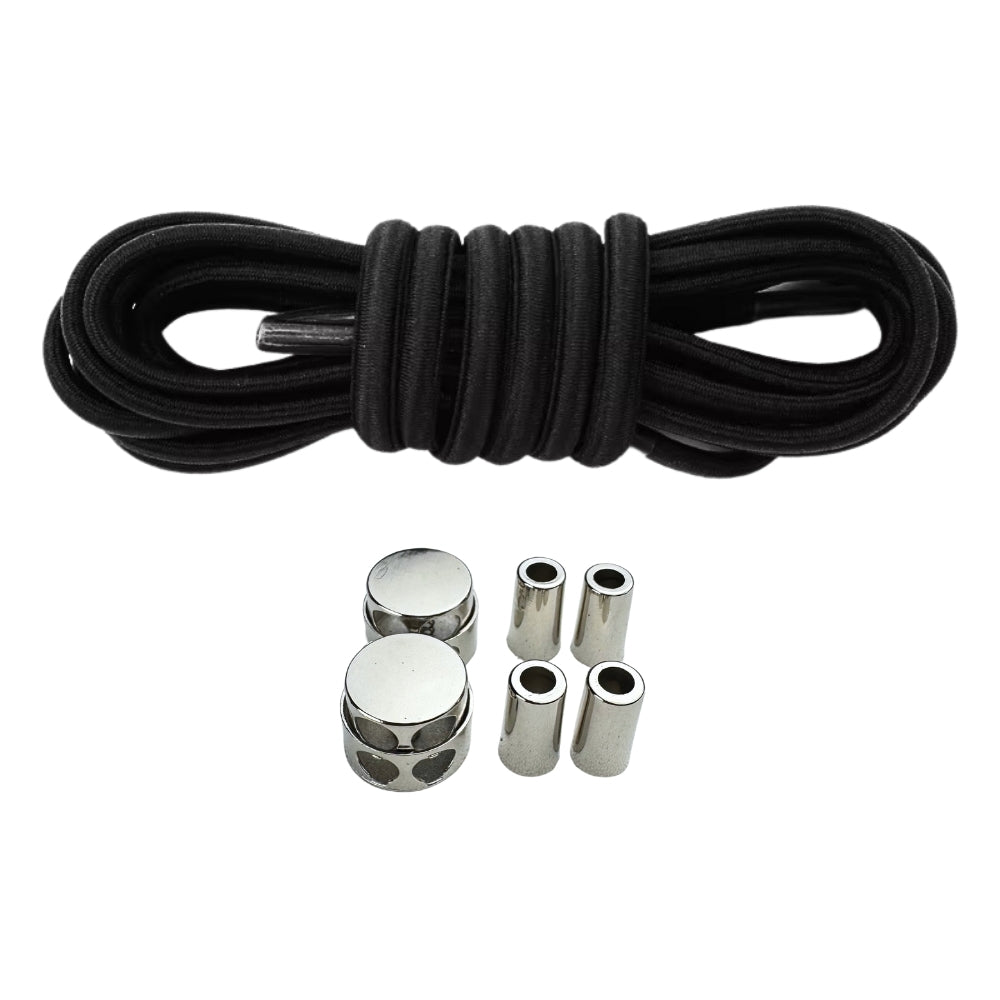 Productafbeelding van ovale elastische veters van 4 mm met luxe lock sluiting in de kleur zwart