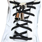 Elastische veters zonder strikken ovaal 4mm luxe lock zwart met stretch uitgerekt