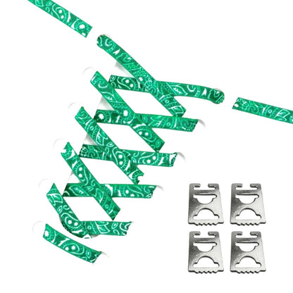 Productafbeelding van paisley elastische veters van 9 mm met clipjes in de kleur groen-wit