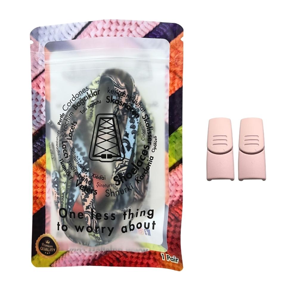 Elastische veters zonder strikken paisley 9mm magnetische sluiting roze blauw groen in luxe verpakking