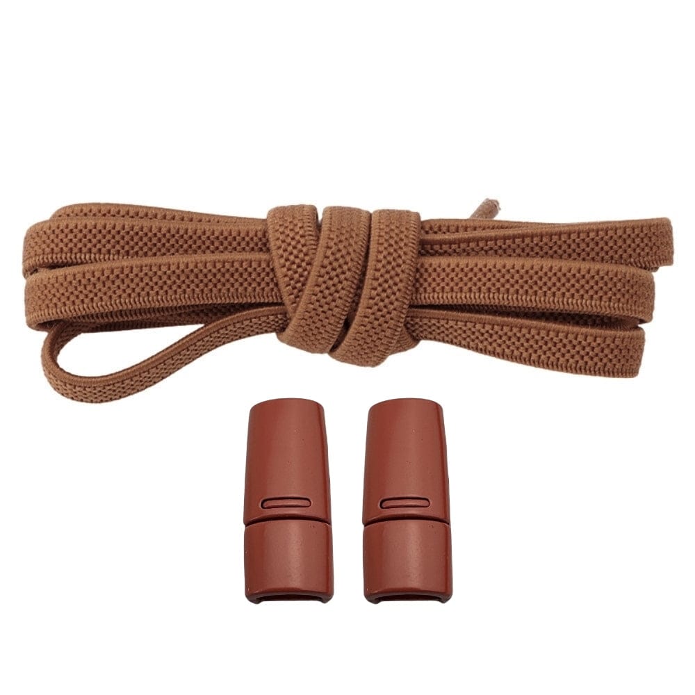 Productafbeelding van platte elastische veters van 6 mm met magneetsluiting in de kleur bruin