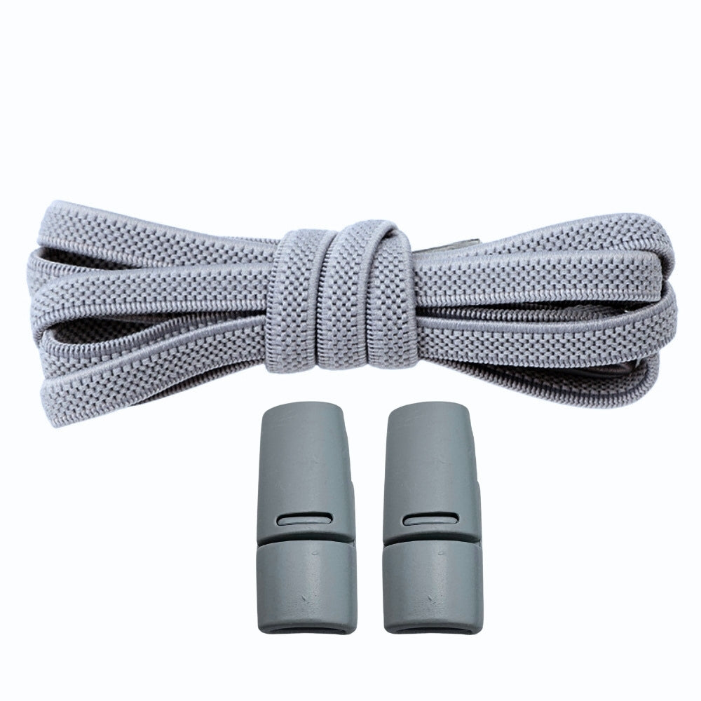 Productafbeelding van platte elastische veters van 6 mm met magneetsluiting in de kleur grijs