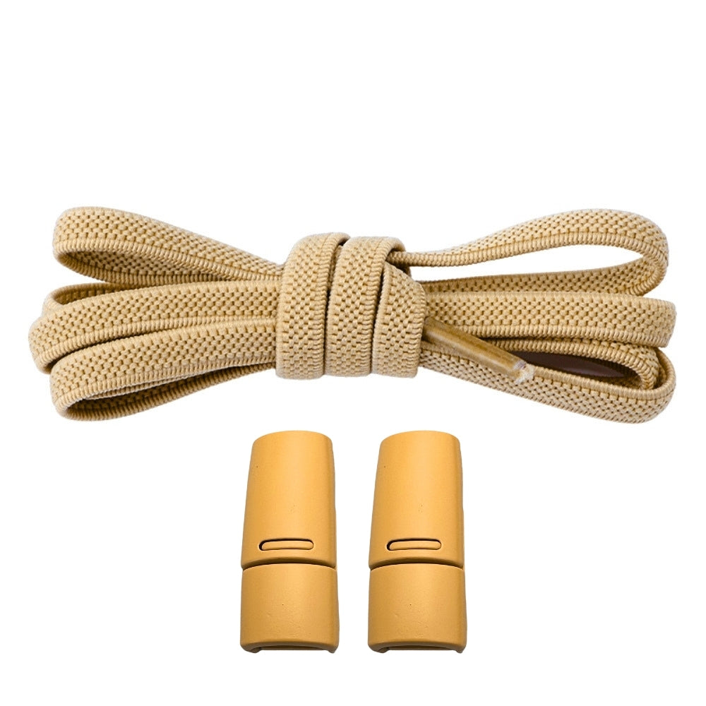 Productafbeelding van platte elastische veters van 6 mm met magneetsluiting in de kleur khaki