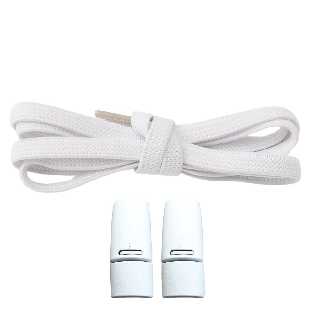 Productafbeelding van platte elastische veters van 6 mm met magneetsluiting in de kleur wit