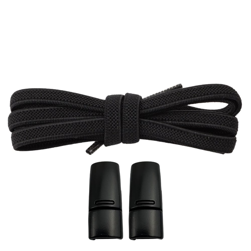 Productafbeelding van platte elastische veters van 6 mm met magneetsluiting in de kleur zwart