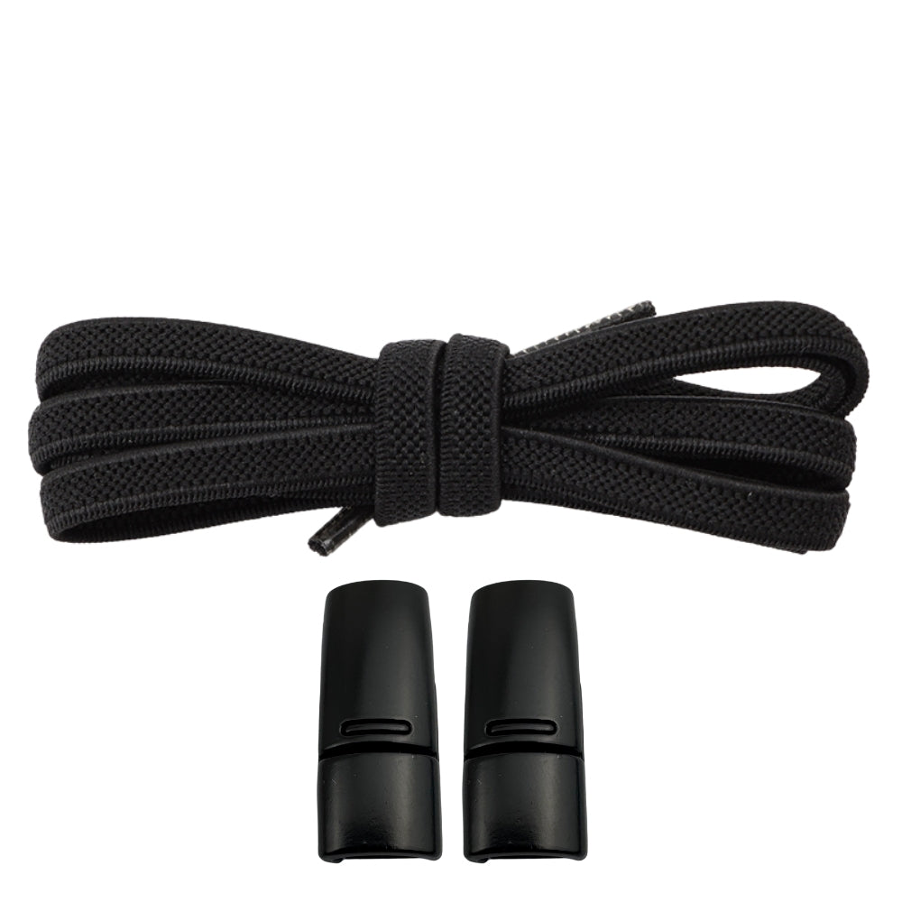 Productafbeelding van platte elastische veters van 6 mm met magneetsluiting in de kleur zwart