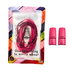 Elastische veters zonder strikken plat 6mm magnetische sluiting rozenrood in luxe verpakking