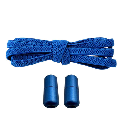 Productafbeelding van platte elastische veters van 6 mm met metalen draai capsule in de kleur blauw