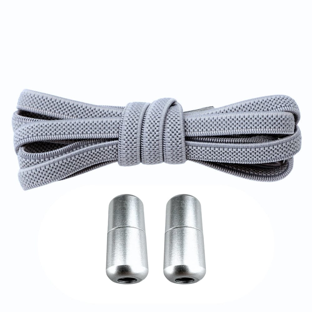 Productafbeelding van platte elastische veters van 6 mm met metalen draai capsule in de kleur grijs