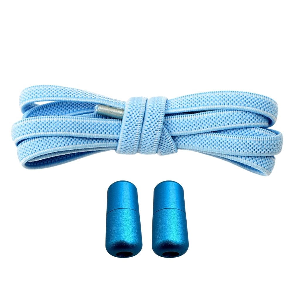 Productafbeelding van platte elastische veters van 6 mm met metalen draai capsule in de kleur hemelsblauw