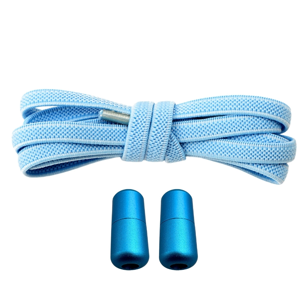 Productafbeelding van platte elastische veters van 6 mm met metalen draai capsule in de kleur hemelsblauw