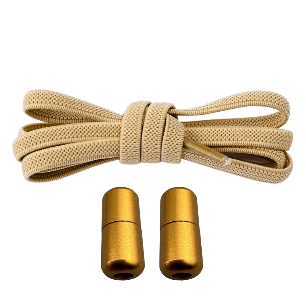 Productafbeelding van platte elastische veters van 6 mm met metalen draai capsule in de kleur khaki