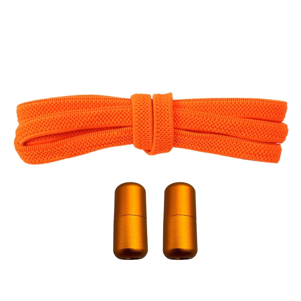 Productafbeelding van platte elastische veters van 6 mm met metalen draai capsule in de kleur oranje